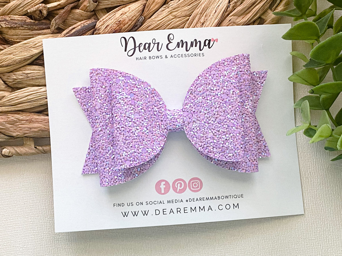 Pastel Purple Glitter Hair Bow Clip for Girls – Dear Emma LLC